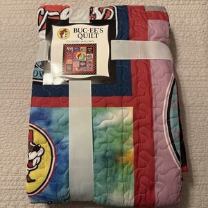 Buc-ee's BUC-EE'S  Quilt/Blanket Size Full/Queen New 88" X 88" Patchwork Tye Dye